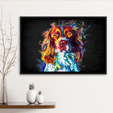 Cocker Spaniel Puppy Colorful Art Framed Canvas Prints Wall Art Decor - Painting Canvas, Floating Frame, Framed Picture