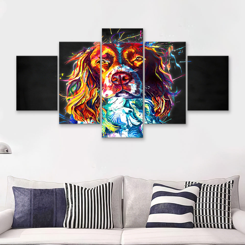 Cocker Spaniel Puppy Colorful Art Canvas 5 Pieces Prints Wall Art Decor - Painting Canvas, Multi Panels, Canvas Print