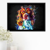 Cocker Spaniel Puppy Colorful Art Framed Canvas Prints Wall Art Decor - Painting Canvas, Floating Frame, Framed Picture