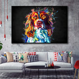 Cocker Spaniel Puppy Colorful Art Framed Canvas Prints Wall Art Decor - Painting Canvas, Floating Frame, Framed Picture