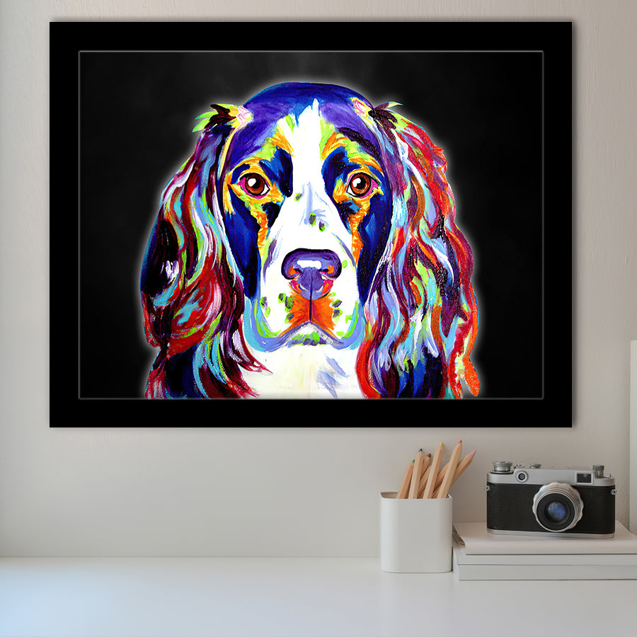 Cocker Spaniel Puppy Colorful Pet House Decor Framed Art Print Wall Decor - Painting Art, Wall Art Decor, Framed Picture, Black Frame
