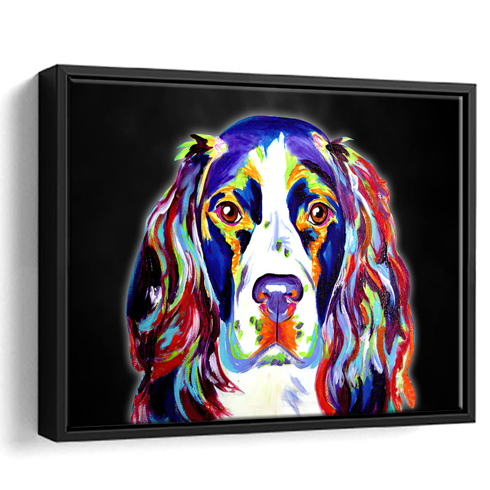 Cocker Spaniel Puppy Colorful Pet House Decor Framed Canvas Prints Wall Art Decor - Painting Canvas, Floating Frame, Framed Picture