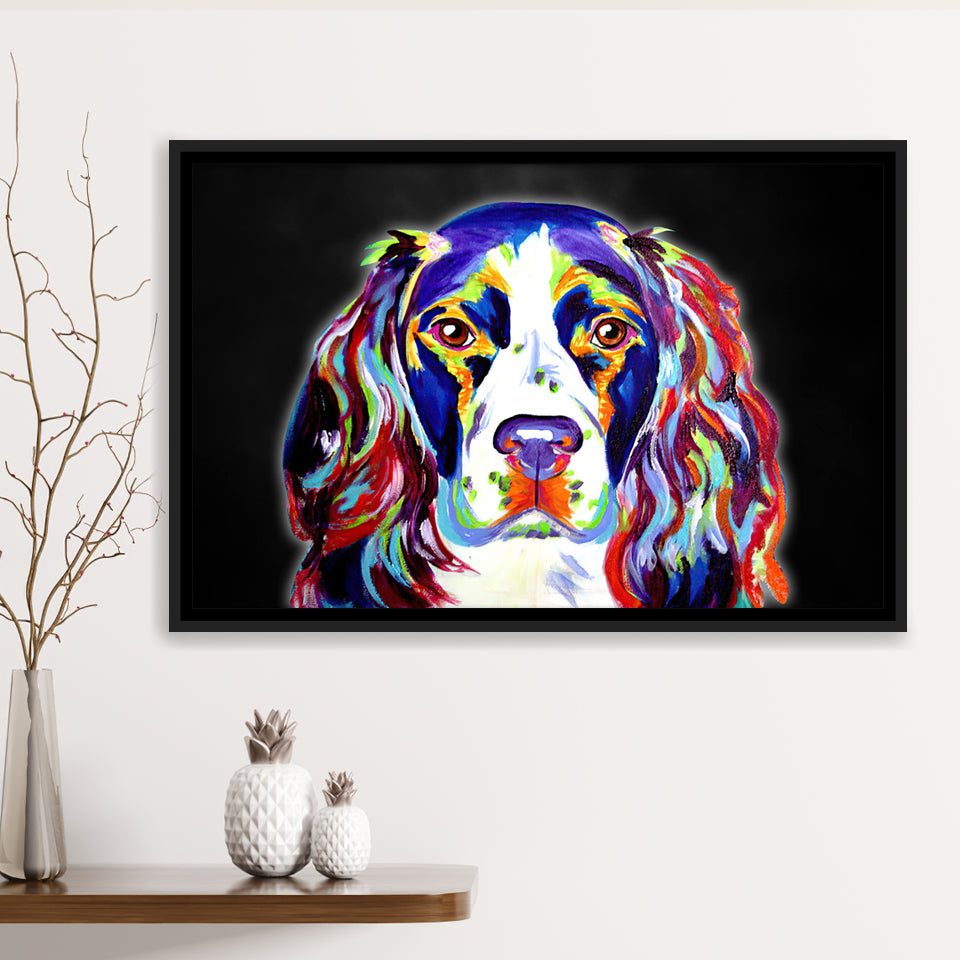 Cocker Spaniel Puppy Colorful Pet House Decor Framed Canvas Prints Wall Art Decor - Painting Canvas, Floating Frame, Framed Picture