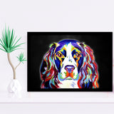 Cocker Spaniel Puppy Colorful Pet House Decor Framed Art Print Wall Decor - Painting Art, Wall Art Decor, Framed Picture, Black Frame