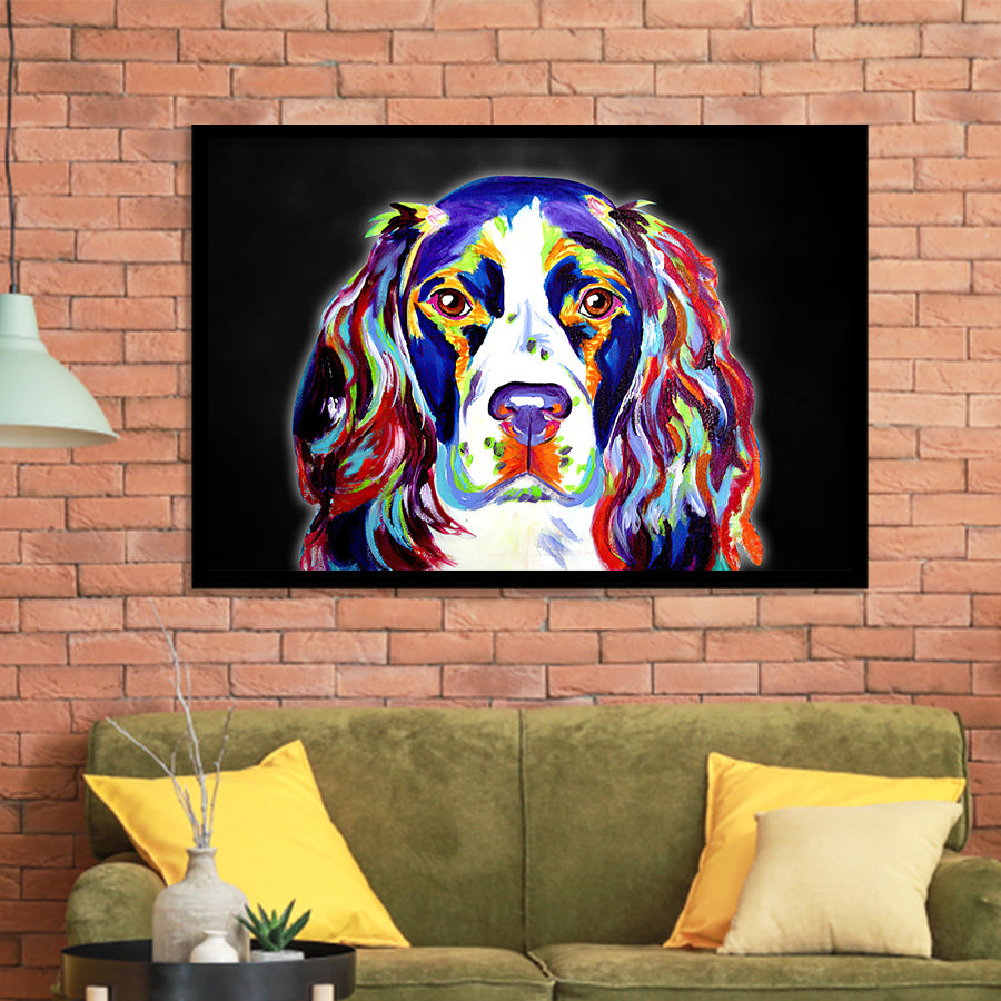 Cocker Spaniel Puppy Colorful Pet House Decor Framed Art Print Wall Decor - Painting Art, Wall Art Decor, Framed Picture, Black Frame
