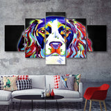 Cocker Spaniel Puppy Colorful Pet House Decor Canvas 5 Pieces Prints Wall Art Decor - Painting Canvas, Multi Panels, Canvas Print