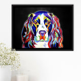 Cocker Spaniel Puppy Colorful Pet House Decor Framed Canvas Prints Wall Art Decor - Painting Canvas, Floating Frame, Framed Picture