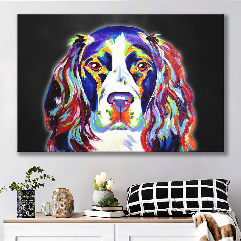 Cocker Spaniel Puppy Colorful Pet House Decor Canvas Prints Wall Art Decor - Painting Canvas, Home Decor, Art Print, Art For Sale