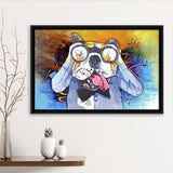 Colorful French Bulldog In Suit Framed Canvas Prints Wall Art Decor - Painting Canvas, Floating Frame, Framed Picture