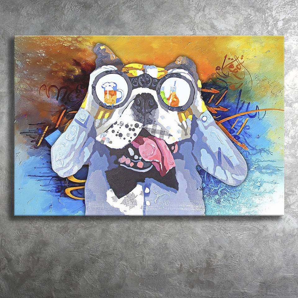 Colorful French Bulldog In Suit Canvas Prints Wall Art Decor - Painting Canvas, Home Decor, Art Print, Art For Sale