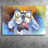 Colorful French Bulldog In Suit Canvas Prints Wall Art Decor - Painting Canvas, Home Decor, Art Print, Art For Sale