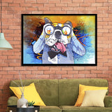 Colorful French Bulldog In Suit Framed Art Print Wall Decor - Painting Art, Wall Art Decor, Framed Picture, Black Frame