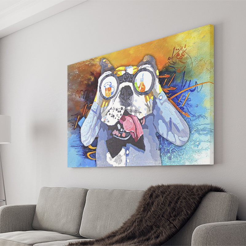 Colorful French Bulldog In Suit Canvas Prints Wall Art Decor - Painting Canvas, Home Decor, Art Print, Art For Sale