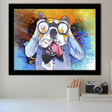 Colorful French Bulldog In Suit Framed Art Print Wall Decor - Painting Art, Wall Art Decor, Framed Picture, Black Frame