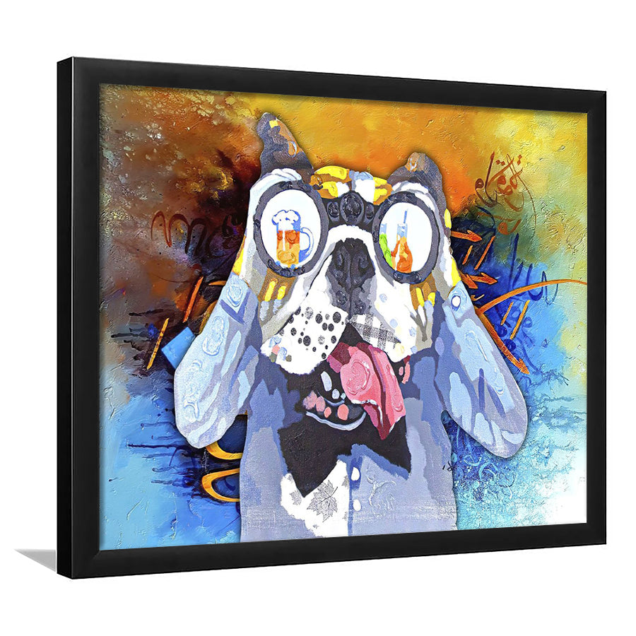 Colorful French Bulldog In Suit Framed Art Print Wall Decor - Painting Art, Wall Art Decor, Framed Picture, Black Frame