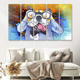Colorful French Bulldog In Suit Canvas 5 Piece B Prints Wall Art Decor - Painting Canvas, Multi Panels, Canvas Prints