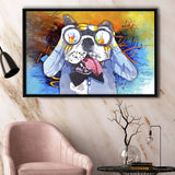 Colorful French Bulldog In Suit Framed Canvas Prints Wall Art Decor - Painting Canvas, Floating Frame, Framed Picture
