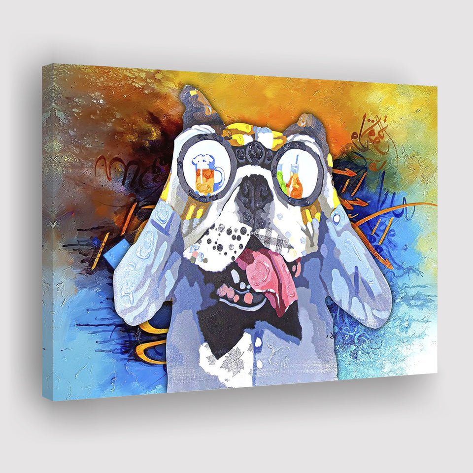 Colorful French Bulldog In Suit Canvas Prints Wall Art Decor - Painting Canvas, Home Decor, Art Print, Art For Sale