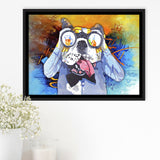 Colorful French Bulldog In Suit Framed Canvas Prints Wall Art Decor - Painting Canvas, Floating Frame, Framed Picture