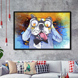 Colorful French Bulldog In Suit Framed Art Print Wall Decor - Painting Art, Wall Art Decor, Framed Picture, Black Frame