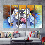 Colorful French Bulldog In Suit Canvas 5 Piece B Prints Wall Art Decor - Painting Canvas, Multi Panels, Canvas Prints