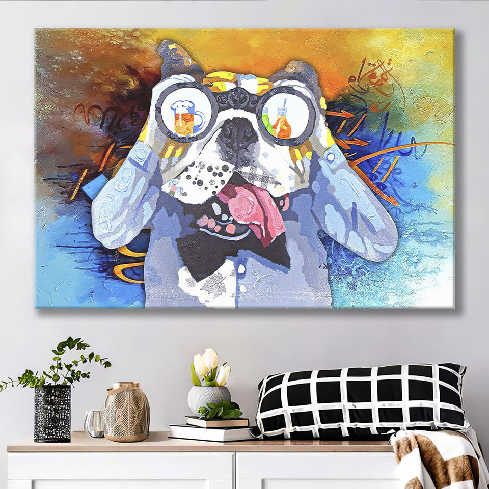 Colorful French Bulldog In Suit Canvas Prints Wall Art Decor - Painting Canvas, Home Decor, Art Print, Art For Sale