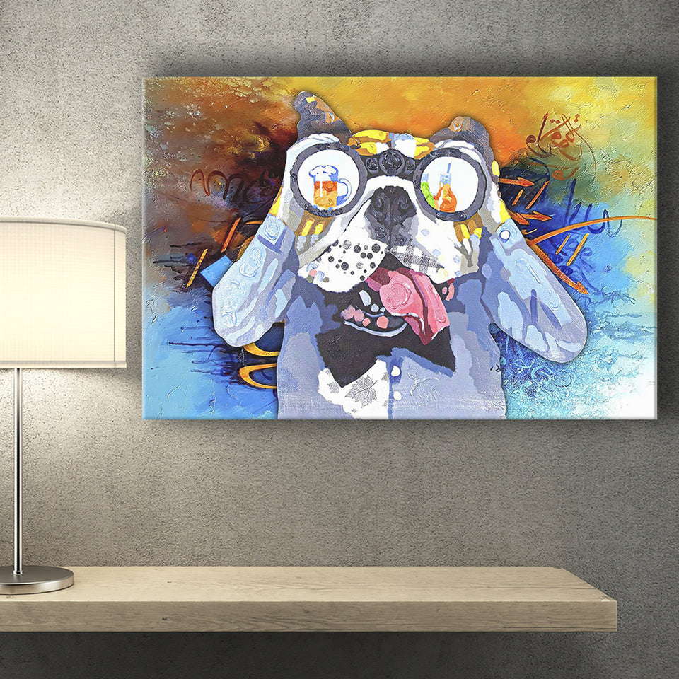 Colorful French Bulldog In Suit Canvas Prints Wall Art Decor - Painting Canvas, Home Decor, Art Print, Art For Sale