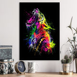 Colorful Roaring Lion Framed Art Print Wall Decor - Painting Art, Wall Art, Framed Picture, Black Frame