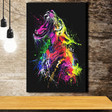 Colorful Roaring Lion Canvas Prints Wall Art Decor - Painting Canvas, Home Decor, Art Print, Art For Sale