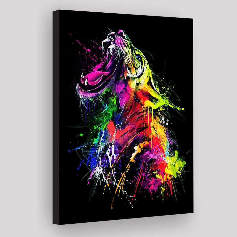 Colorful Roaring Lion Canvas Prints Wall Art Decor - Painting Canvas, Home Decor, Art Print, Art For Sale