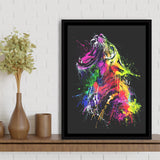 Colorful Roaring Lion Framed Canvas Prints Wall Art Decor - Painting Canvas, Floating Frame, Framed Picture