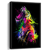 Colorful Roaring Lion Framed Canvas Prints Wall Art Decor - Painting Canvas, Floating Frame, Framed Picture