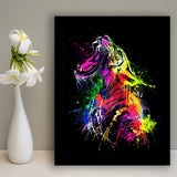 Colorful Roaring Lion Framed Art Print Wall Decor - Painting Art, Wall Art, Framed Picture, Black Frame