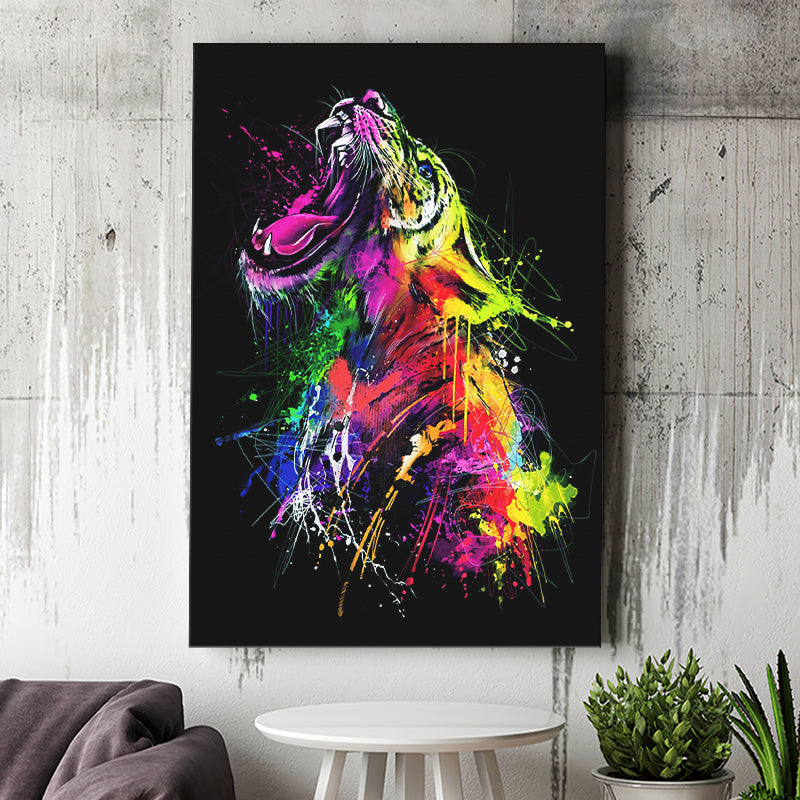 Colorful Roaring Lion Canvas Prints Wall Art Decor - Painting Canvas, Home Decor, Art Print, Art For Sale