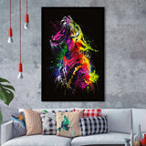 Colorful Roaring Lion Framed Art Print Wall Decor - Painting Art, Wall Art, Framed Picture, Black Frame