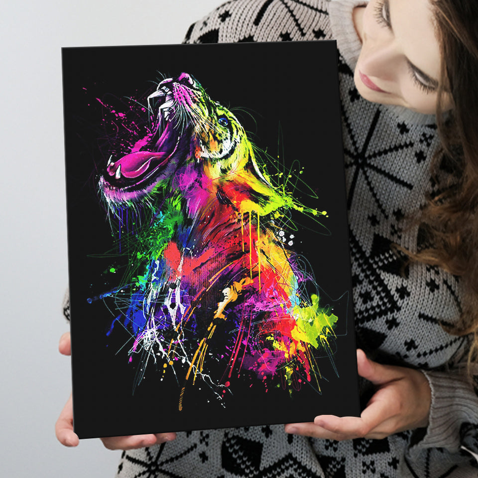 Colorful Roaring Lion Canvas Prints Wall Art Decor - Painting Canvas, Home Decor, Art Print, Art For Sale