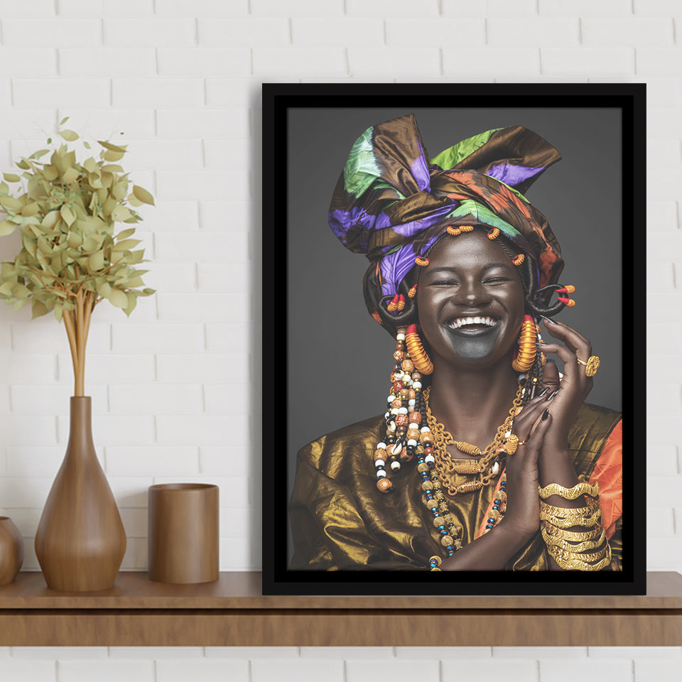 Colorful Smile Framed Canvas Prints Wall Art Home Decor - Painting Canvas,Black Frame, Ready to hang
