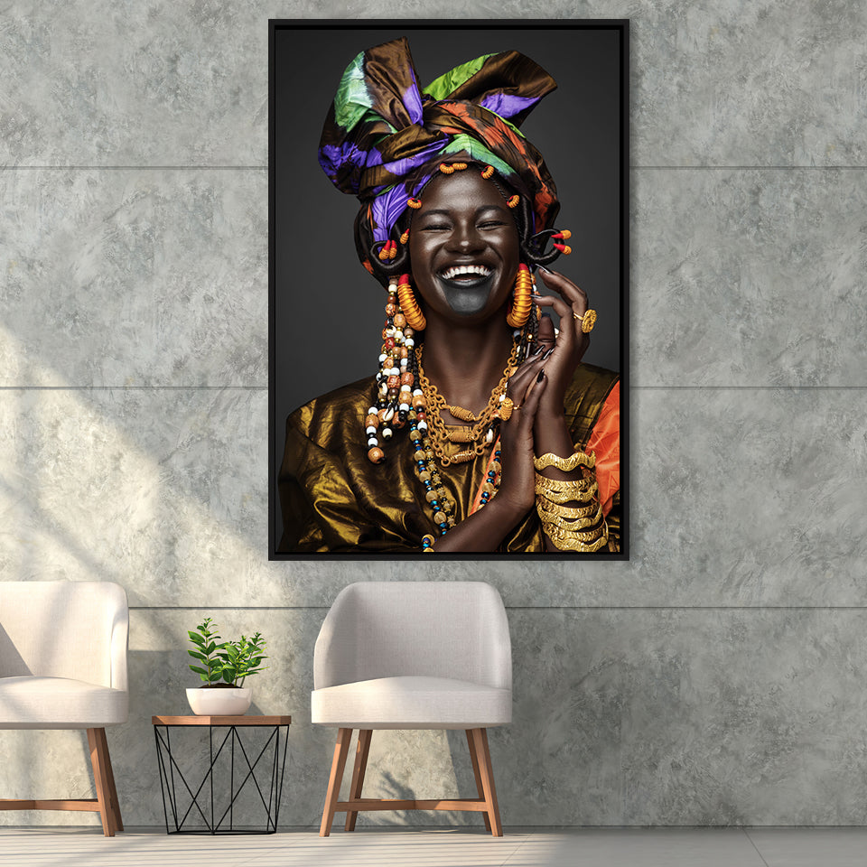 Colorful Smile Framed Canvas Prints Wall Art Home Decor - Painting Canvas,Black Frame, Ready to hang