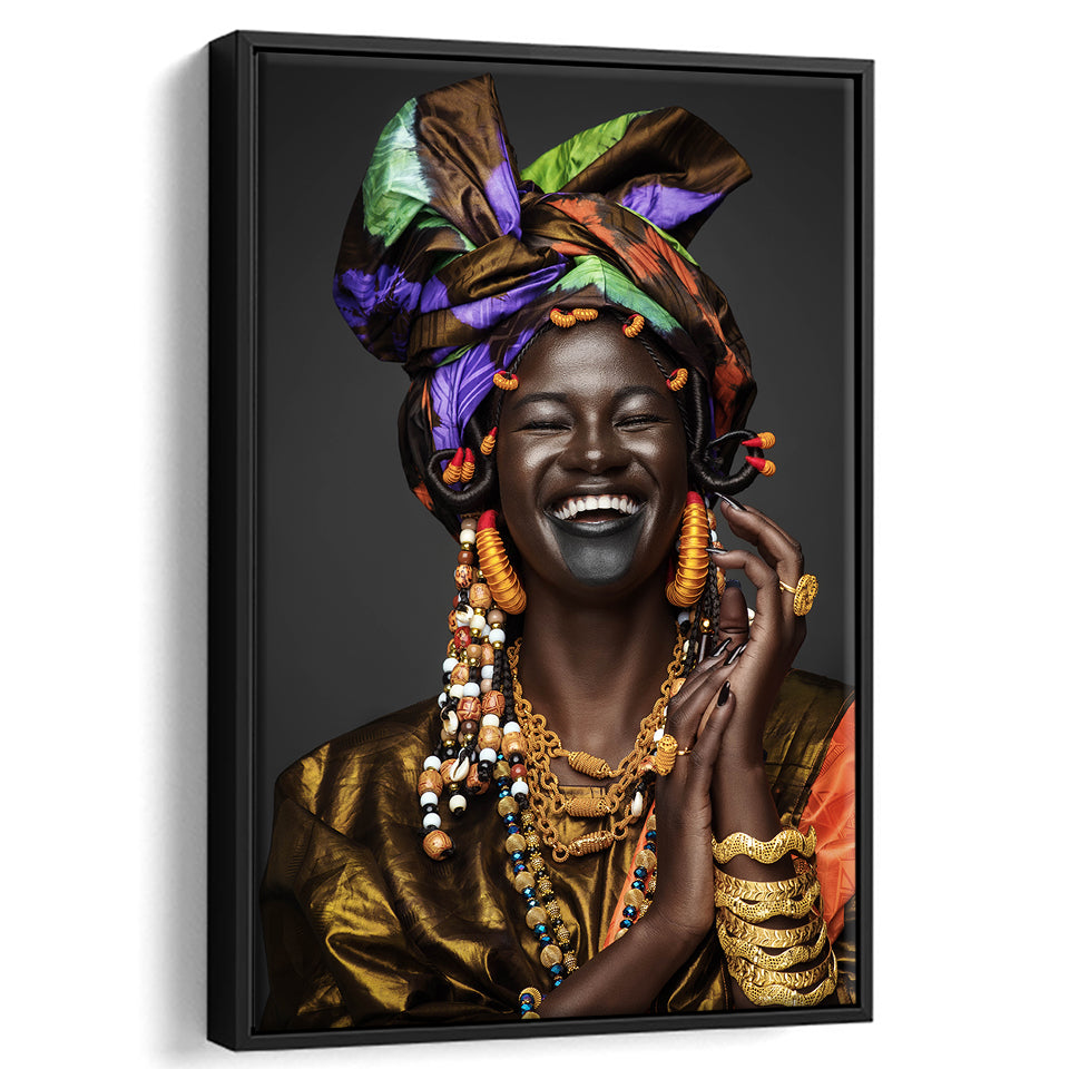 Colorful Smile Framed Canvas Prints Wall Art Home Decor - Painting Canvas,Black Frame, Ready to hang