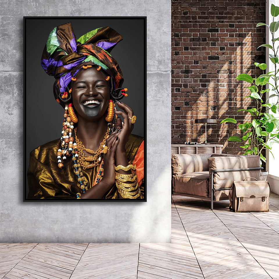 Colorful Smile Framed Canvas Prints Wall Art Home Decor - Painting Canvas,Black Frame, Ready to hang