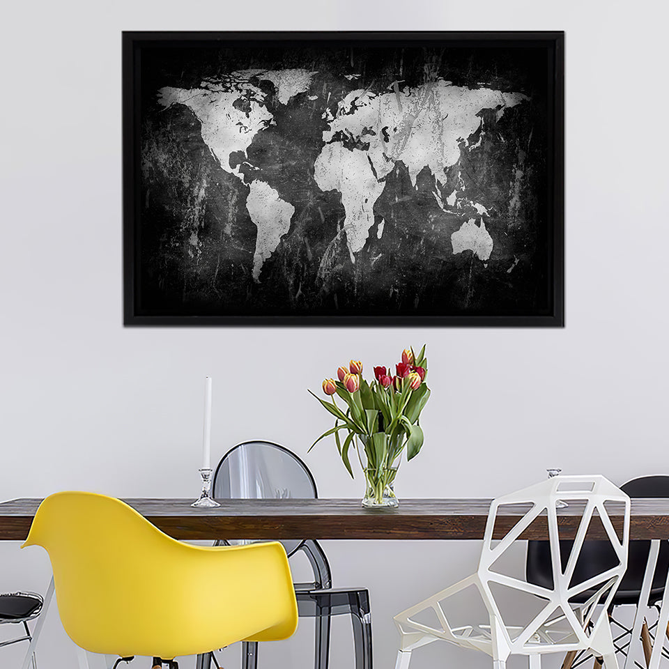 Concrete World Map Canvas Wall Art - Painting Canvas, Canvas Prints, Painting Art, Prints for Sale