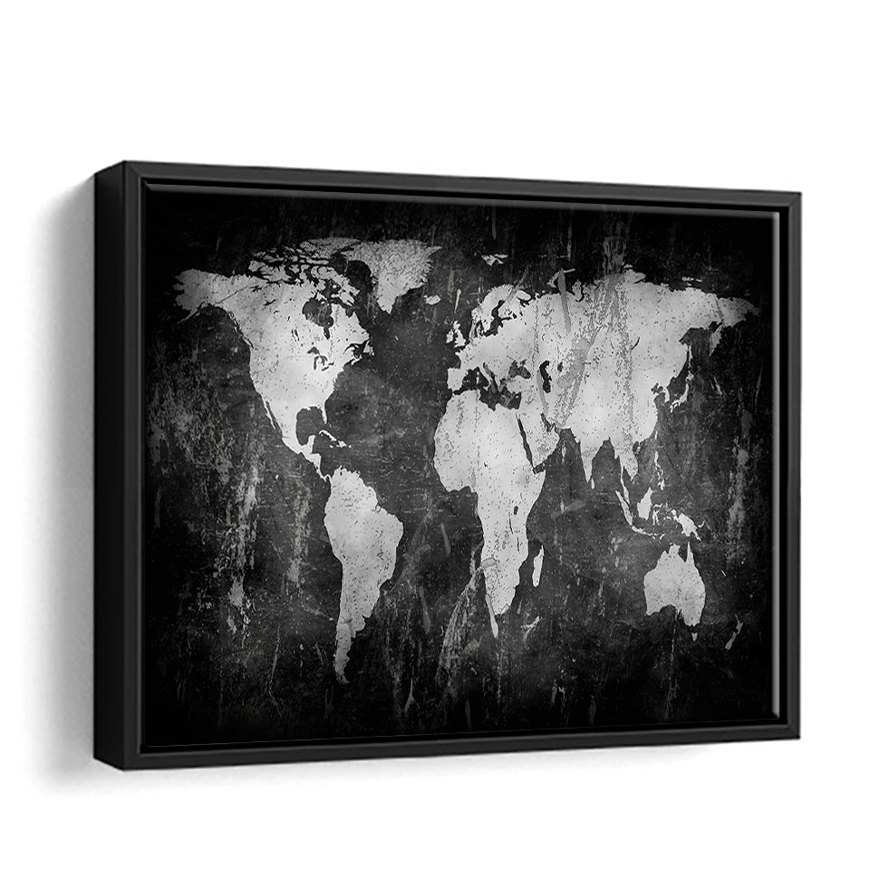 Concrete World Map Canvas Wall Art - Painting Canvas, Canvas Prints, Painting Art, Prints for Sale