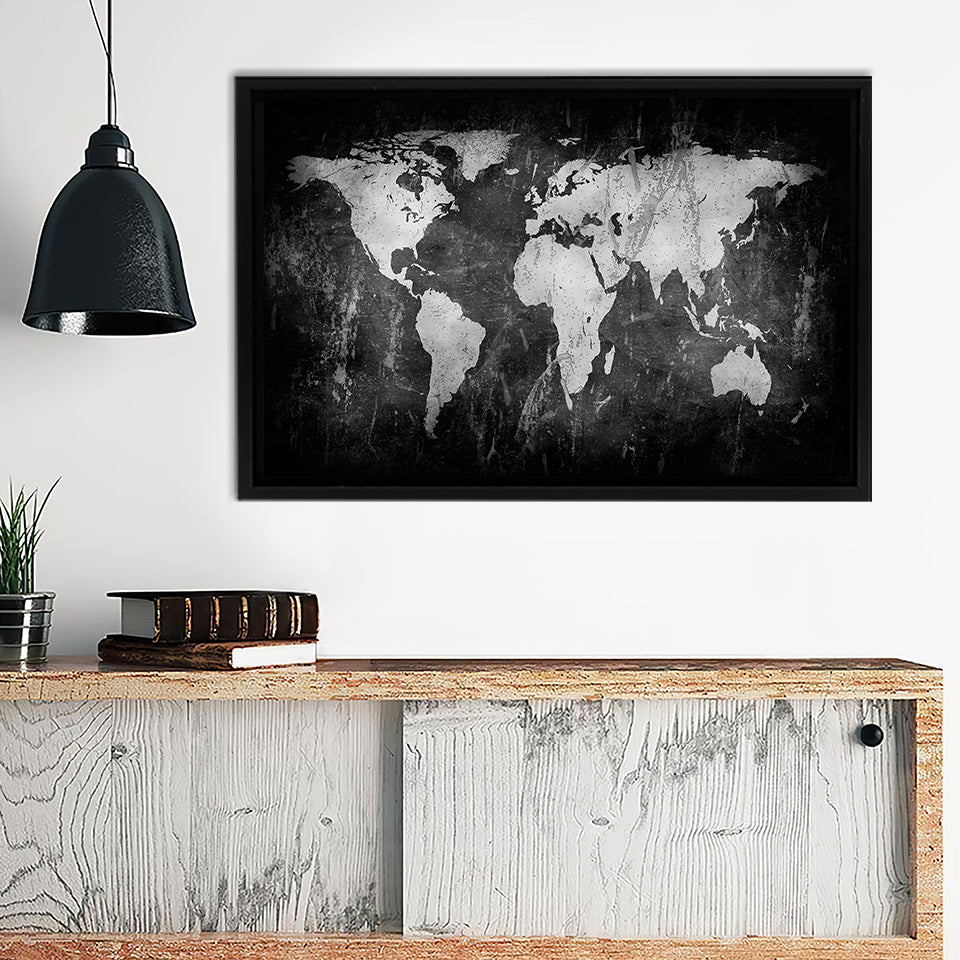 Concrete World Map Canvas Wall Art - Painting Canvas, Canvas Prints, Painting Art, Prints for Sale