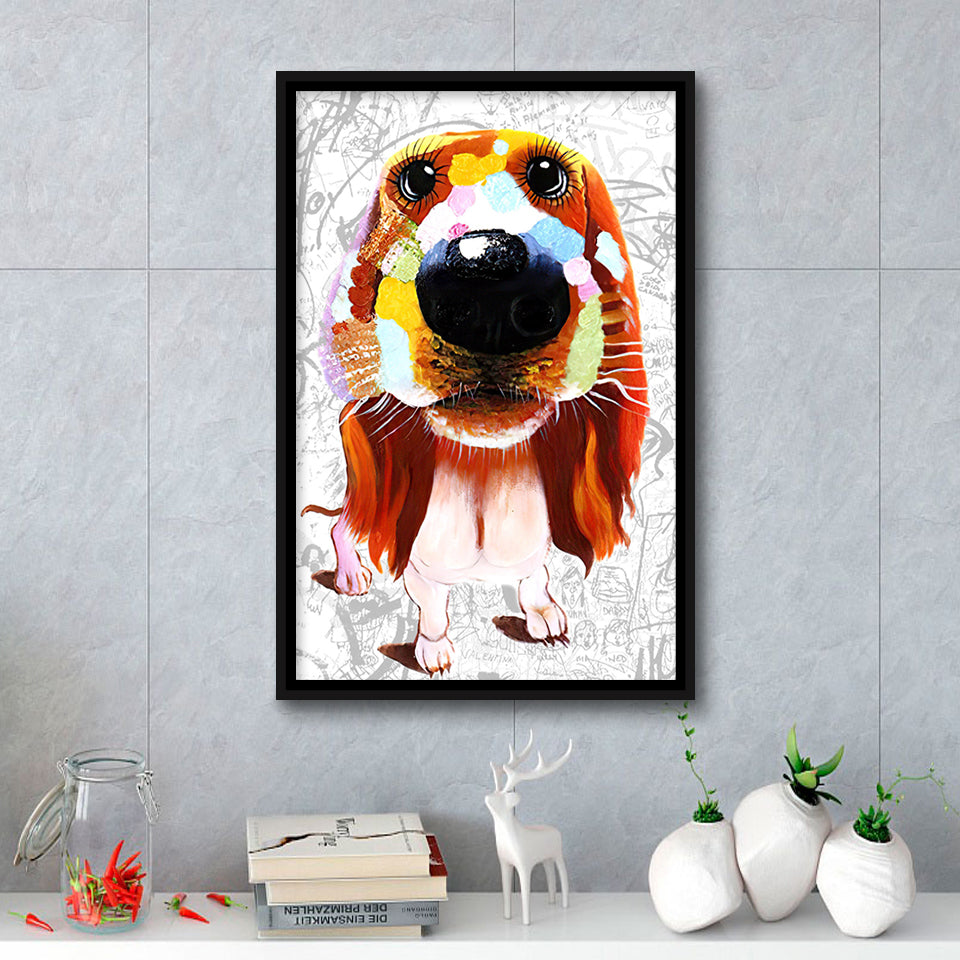 Cool Girl Puppy Pet House Decor Framed Canvas Prints Wall Art Decor - Painting Canvas, Floating Frame, Framed Picture