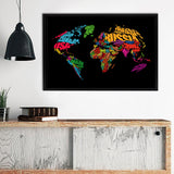 Country Names World Map Canvas Wall Art - Painting Canvas, Canvas Prints, Painting Art, Prints for Sale