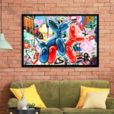 Couple Balloon Dog Graffiti Framed Art Print Wall Decor - Painting Art, Wall Art Decor, Framed Picture, Black Frame
