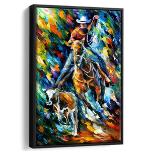 Cowboy Canvas Wall Art - Framed Art, Framed Canvas, Painting Canvas