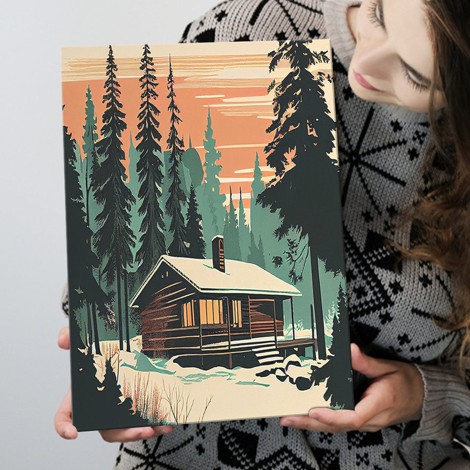 Cabin Retro Art Print V1 ,City Art Print, Large Canvas, Canvas Print Wall Art Home Decor