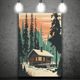 Cabin Retro Art Print V1 ,City Art Print, Large Canvas, Canvas Print Wall Art Home Decor