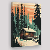 Cabin Retro Art Print V1 ,City Art Print, Large Canvas, Canvas Print Wall Art Home Decor